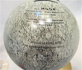 LOT OF 2  VINTAGE MOON GLOBES-REPLOGLE METAL LUNAR MOON GLOBE BANK 6